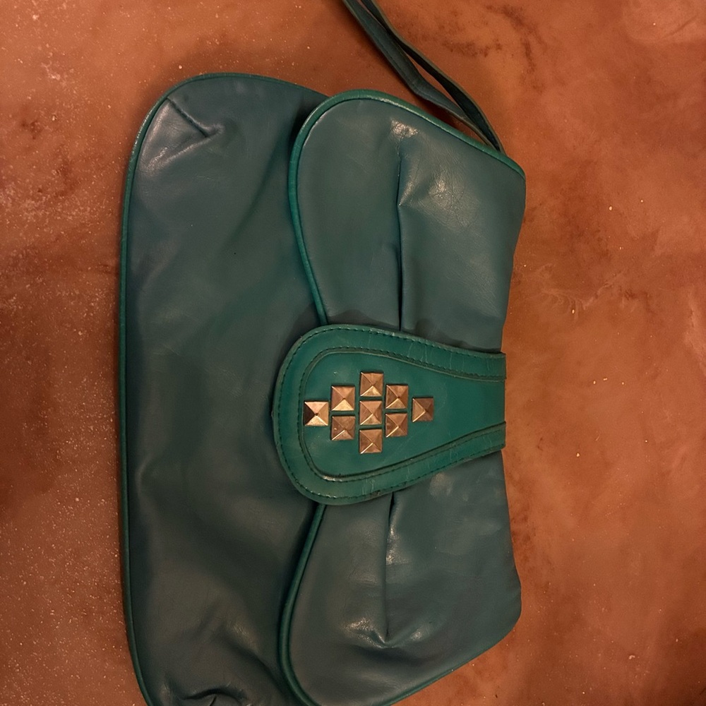 Teal Clutch with Gold Accents
